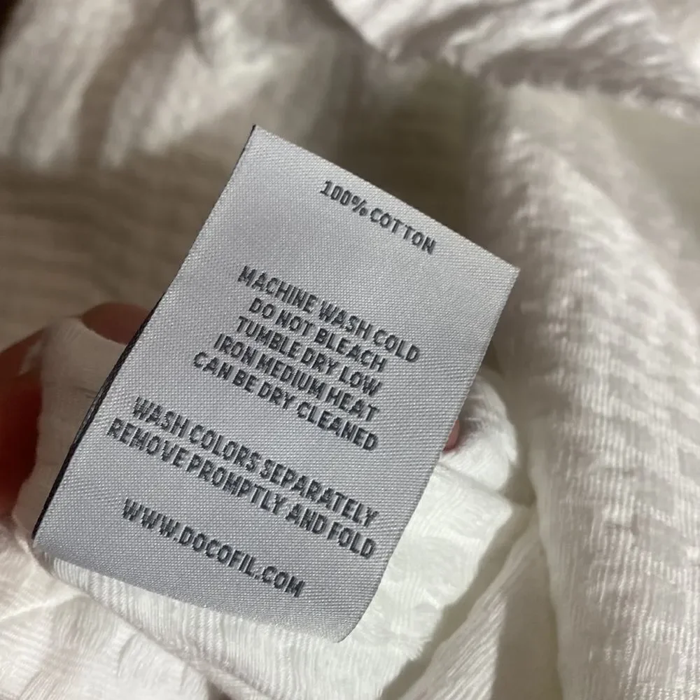 Docofil white textured blanket queen Euc cotton made in Portugal